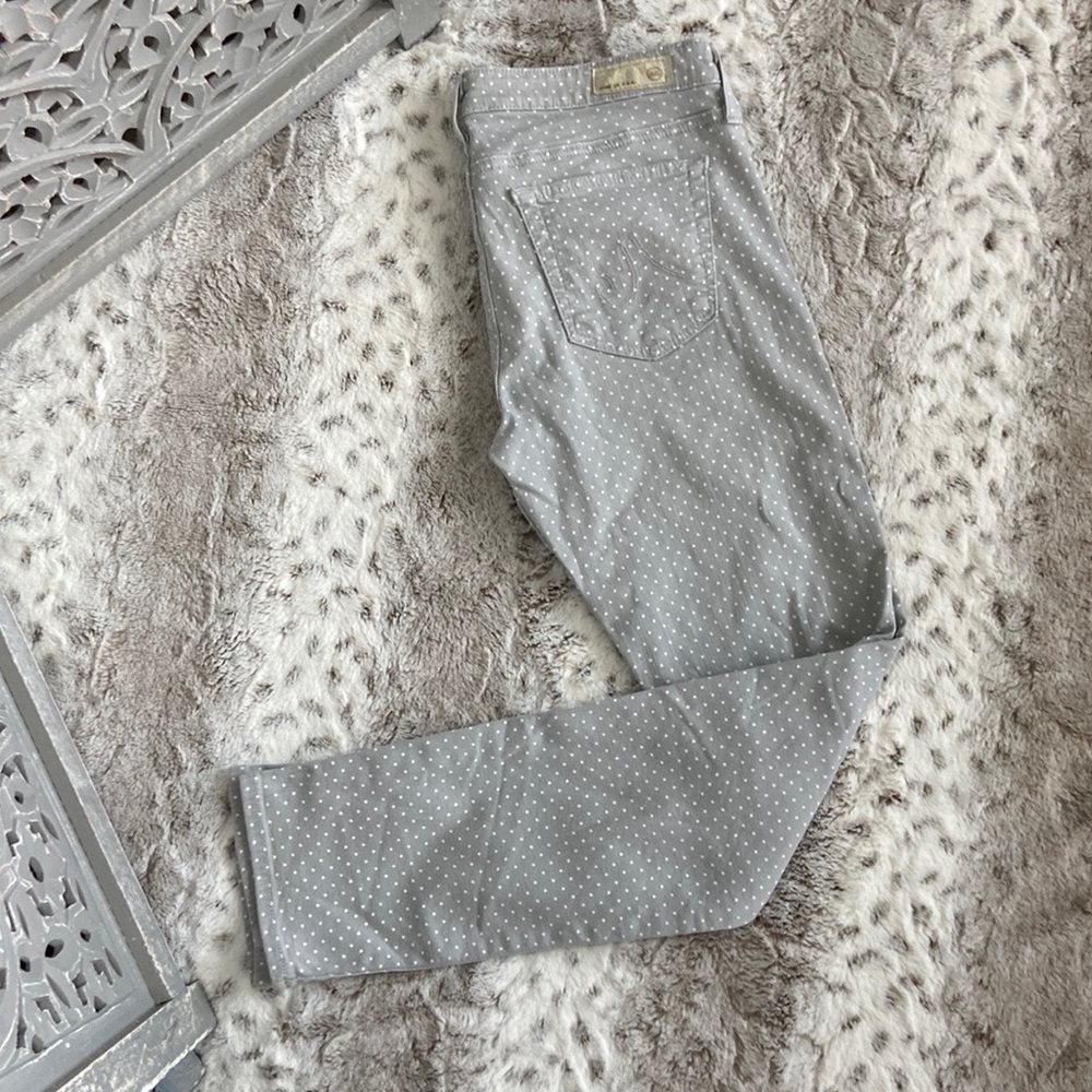 AG Adriano Goldschmied The Stevie Ankle slim straight leg size 27 gray polka dot